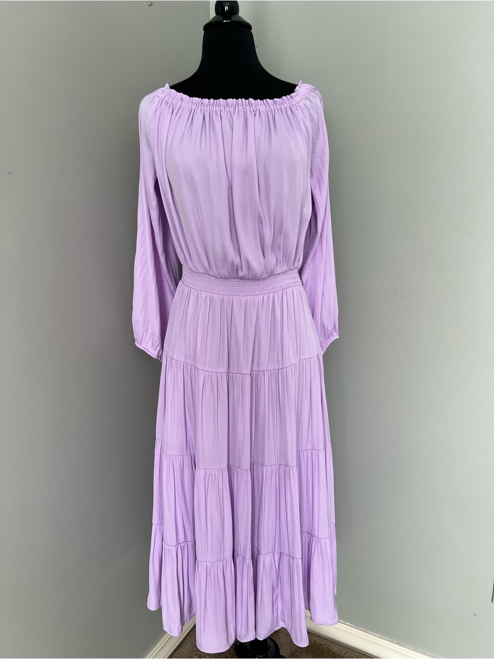 Lily Pulitzer Lavender Tiered Off-Shoulder Dress